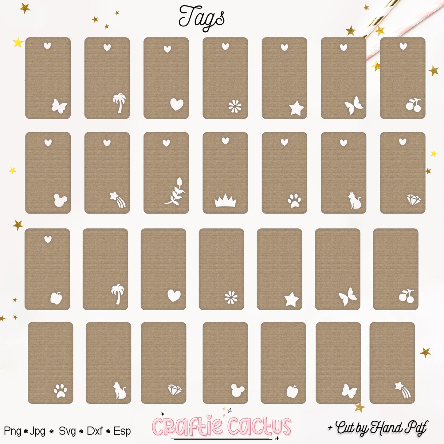 Gift Tag Template - Tags & Label Cut Files n.1 Craftie Cactus
