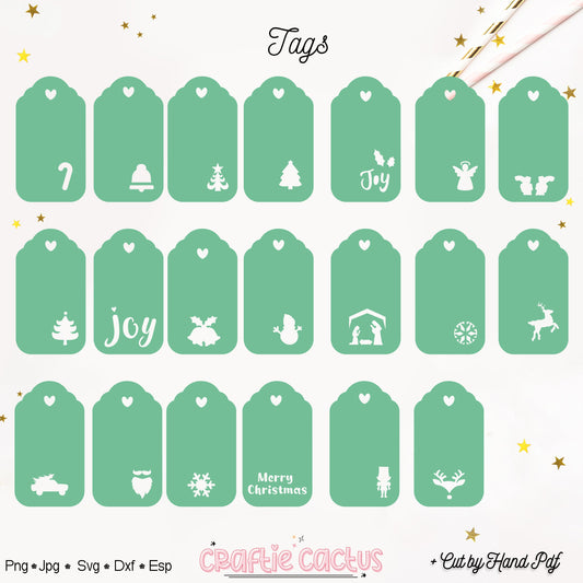 Christmas Gift Tag Template - Tags & Label Cut Files Craftie Cactus