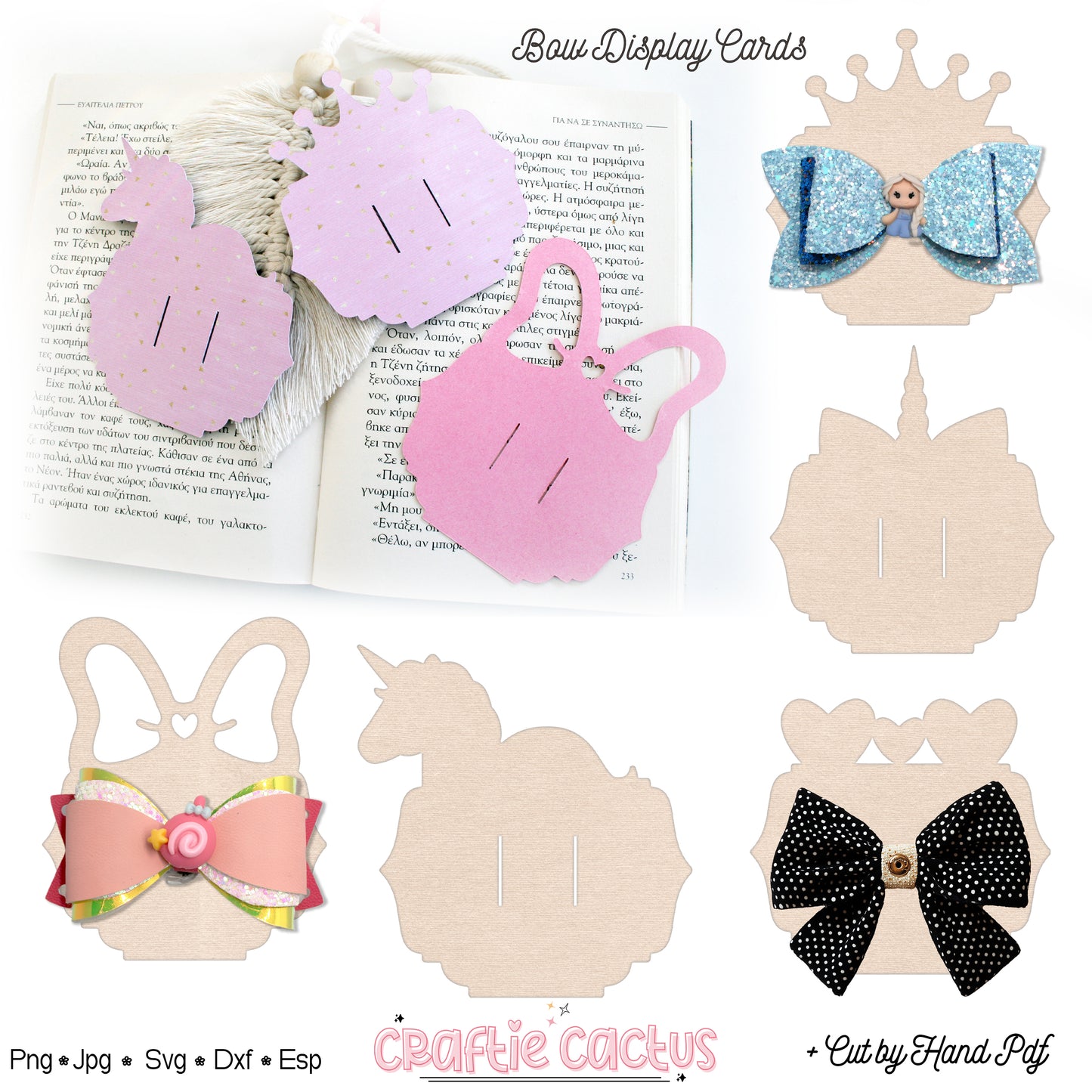 Display Card Template for Hair Bow | Bow Display Card Template | Packaging Card Svg