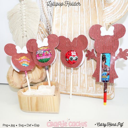 Mouse Girly Lollipop Holder Template - Candy Packaging Craftie Cactus