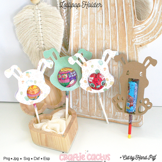 Rabbit Lollipop Holder Template - Candy Packaging Craftie Cactus