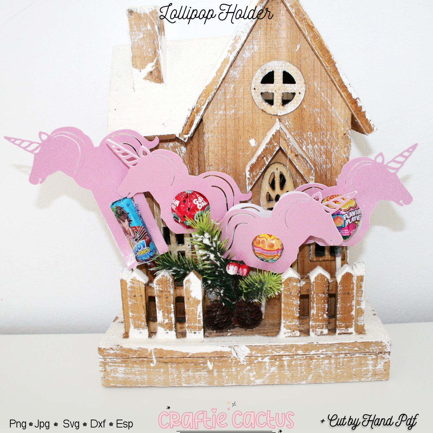 Unicorn Lollipop Holder Template - Candy Packaging Craftie Cactus