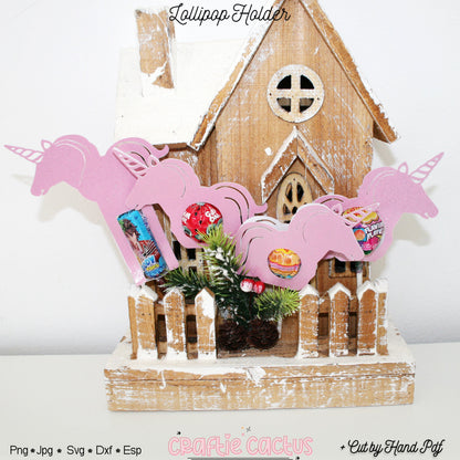 Unicorn Lollipop Holder Template - Candy Packaging Craftie Cactus