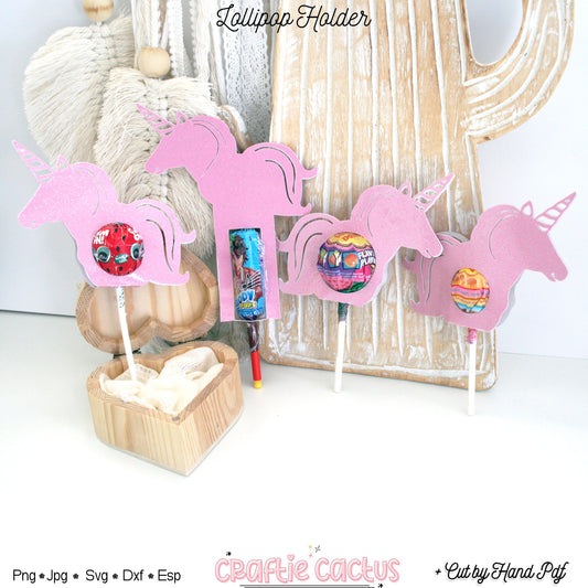 Unicorn Lollipop Holder Template - Candy Packaging Craftie Cactus