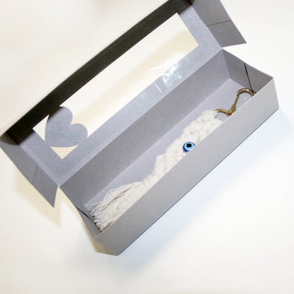 Rectangle Long Gift Box with heart window ( extra Display Card for Keychain Macrame ) Craftie Cactus