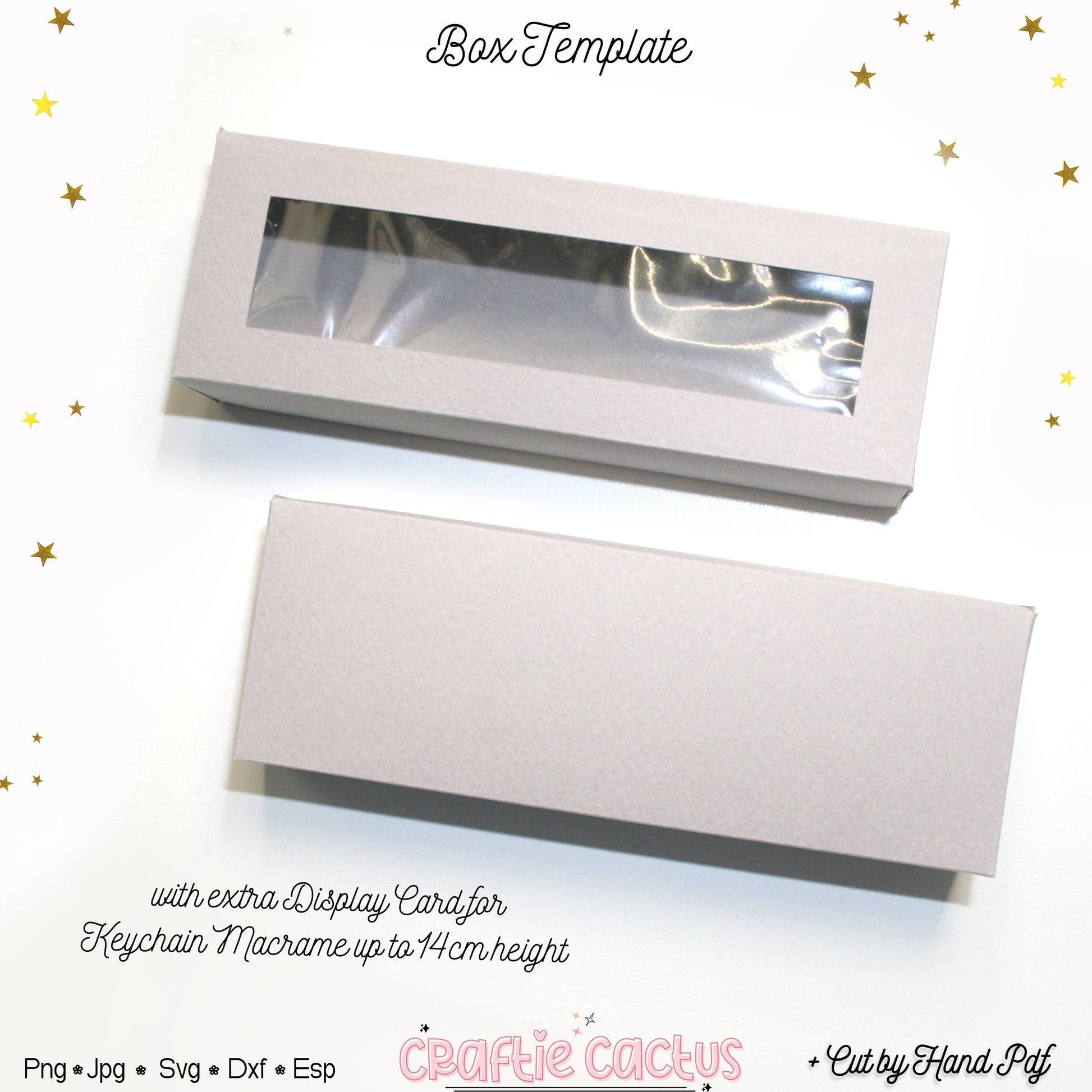 Rectangle Long Gift Box with window ( extra Display Card for Keychain Macrame ) Craftie Cactus