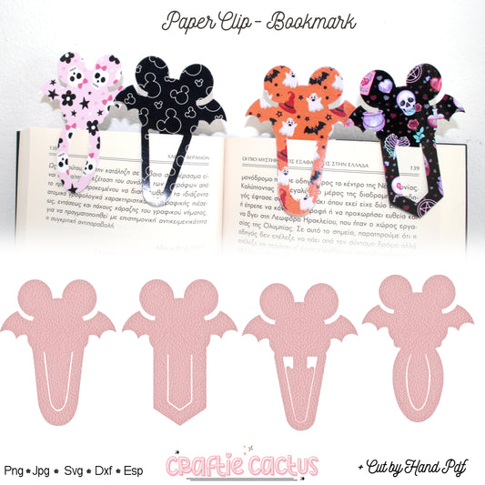 Bat Mouse Paperclip Bookmark Svg Template for Book Lovers | Cute Reading Accessories | Bookmark Cut Files | Gifts for book lovers