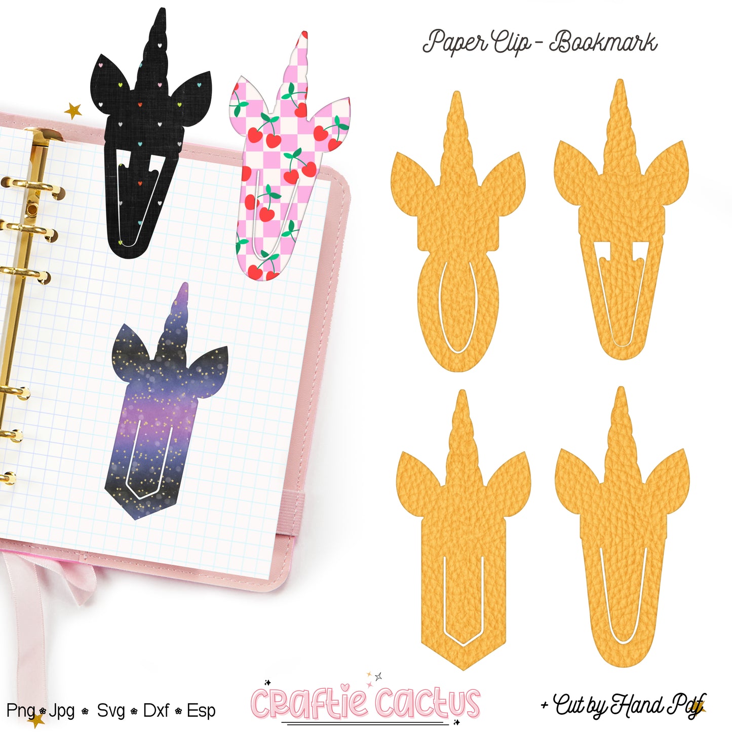 Unicorn Paperclip Bookmark Svg Template for Book Lovers | Cute Reading Accessories | Bookmark Cut Files | Gifts for book lovers