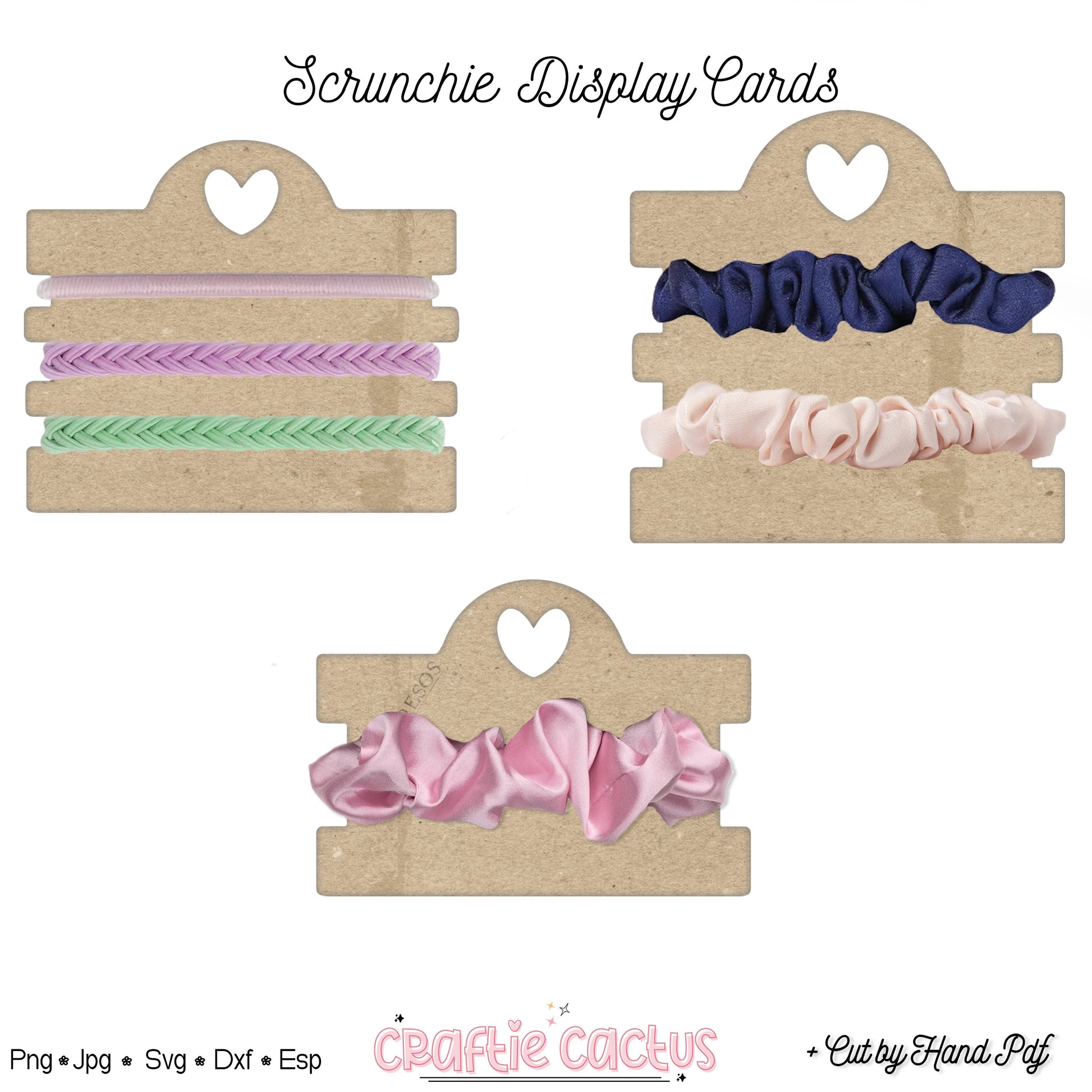 Scrunchie Display Cards Template |Hair Accesories Packaging Card Svg 3