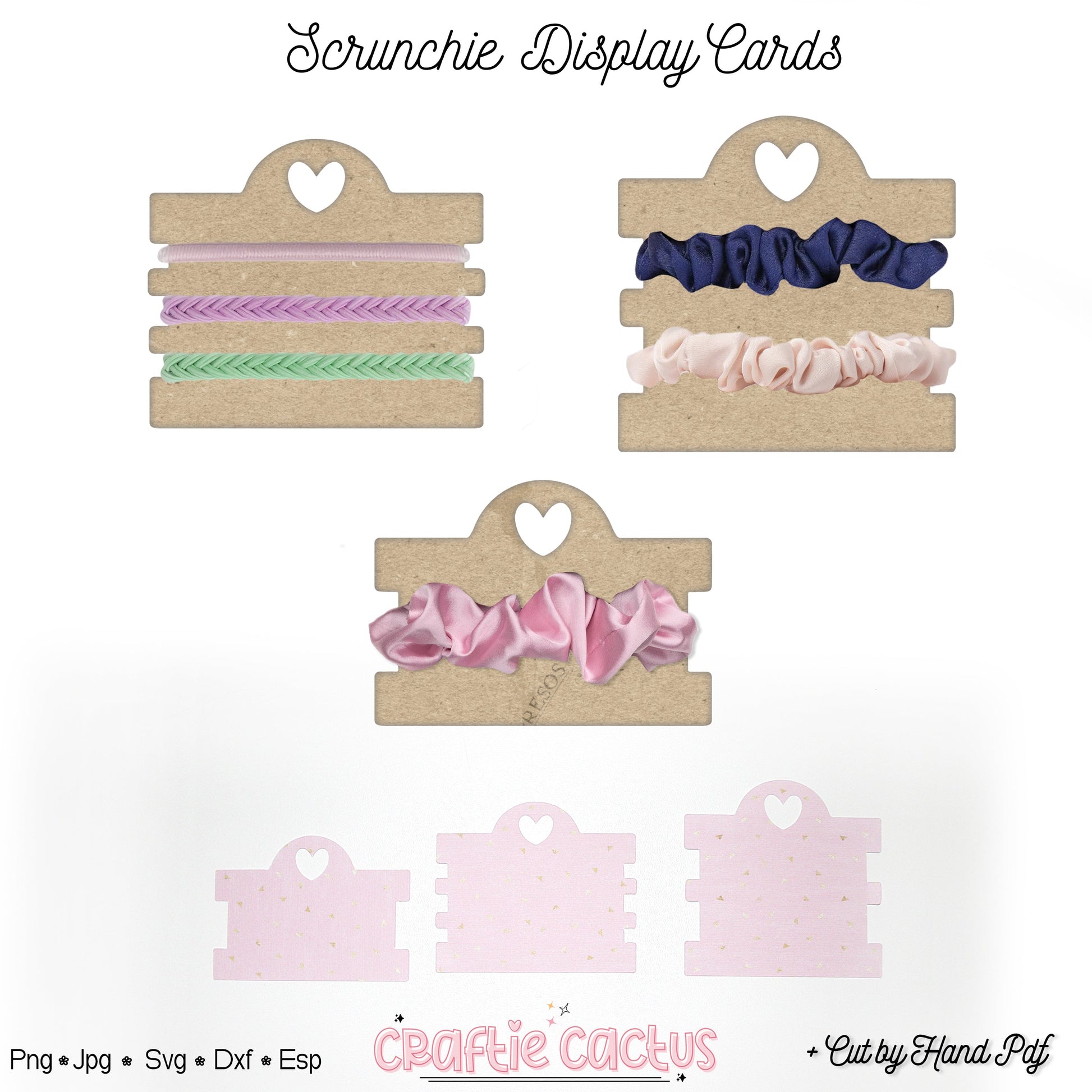 Scrunchie Display Cards Template |Hair Accesories Packaging Card Svg 3