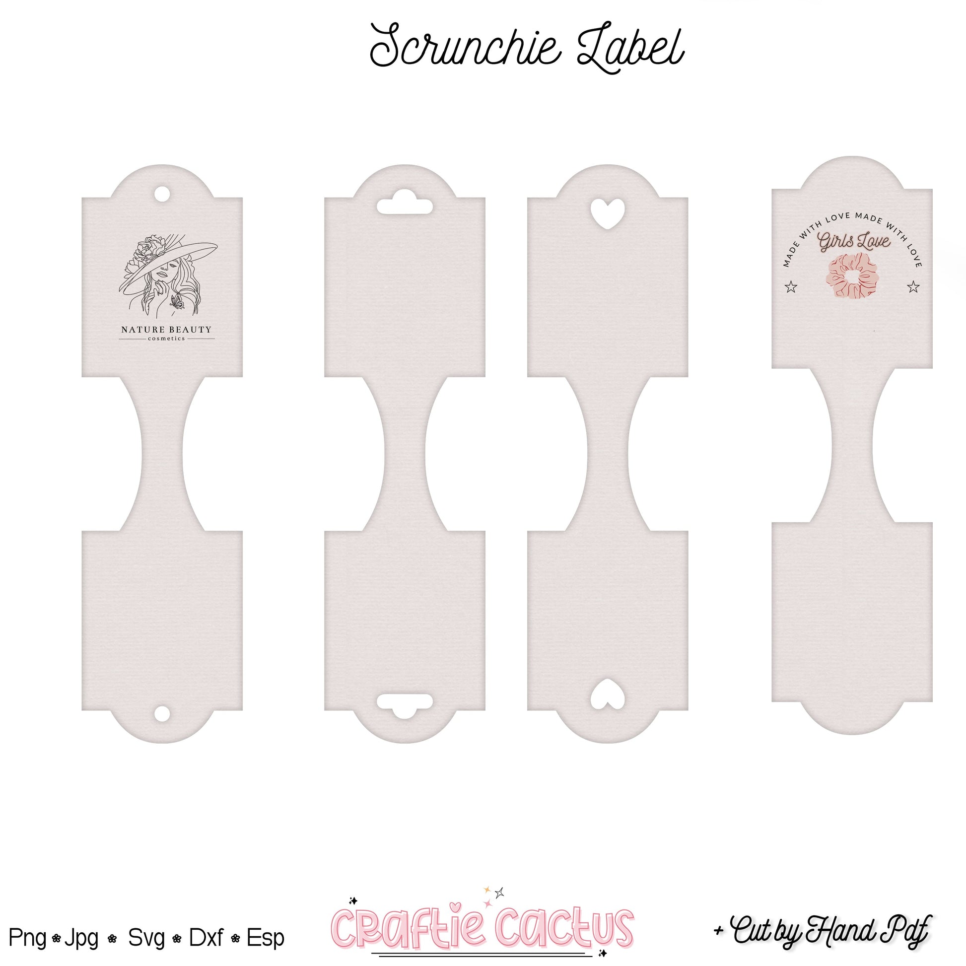 Scrunchie Labels Template |Hair Accesories Packaging Card Svg 1