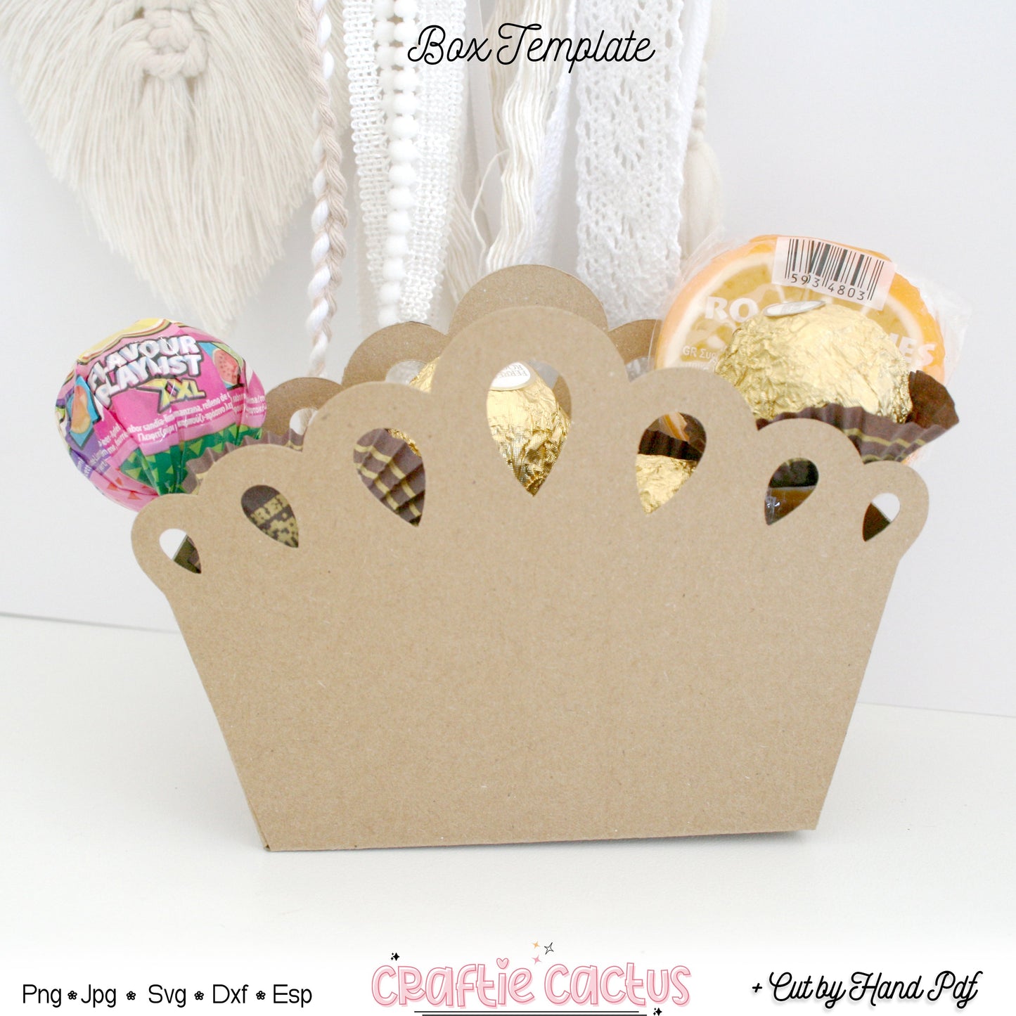 Tiara Treat Box Template Svg - Girl Party Packaging Craftie Cactus