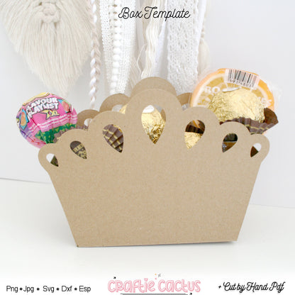 Tiara Treat Box Template Svg - Girl Party Packaging Craftie Cactus