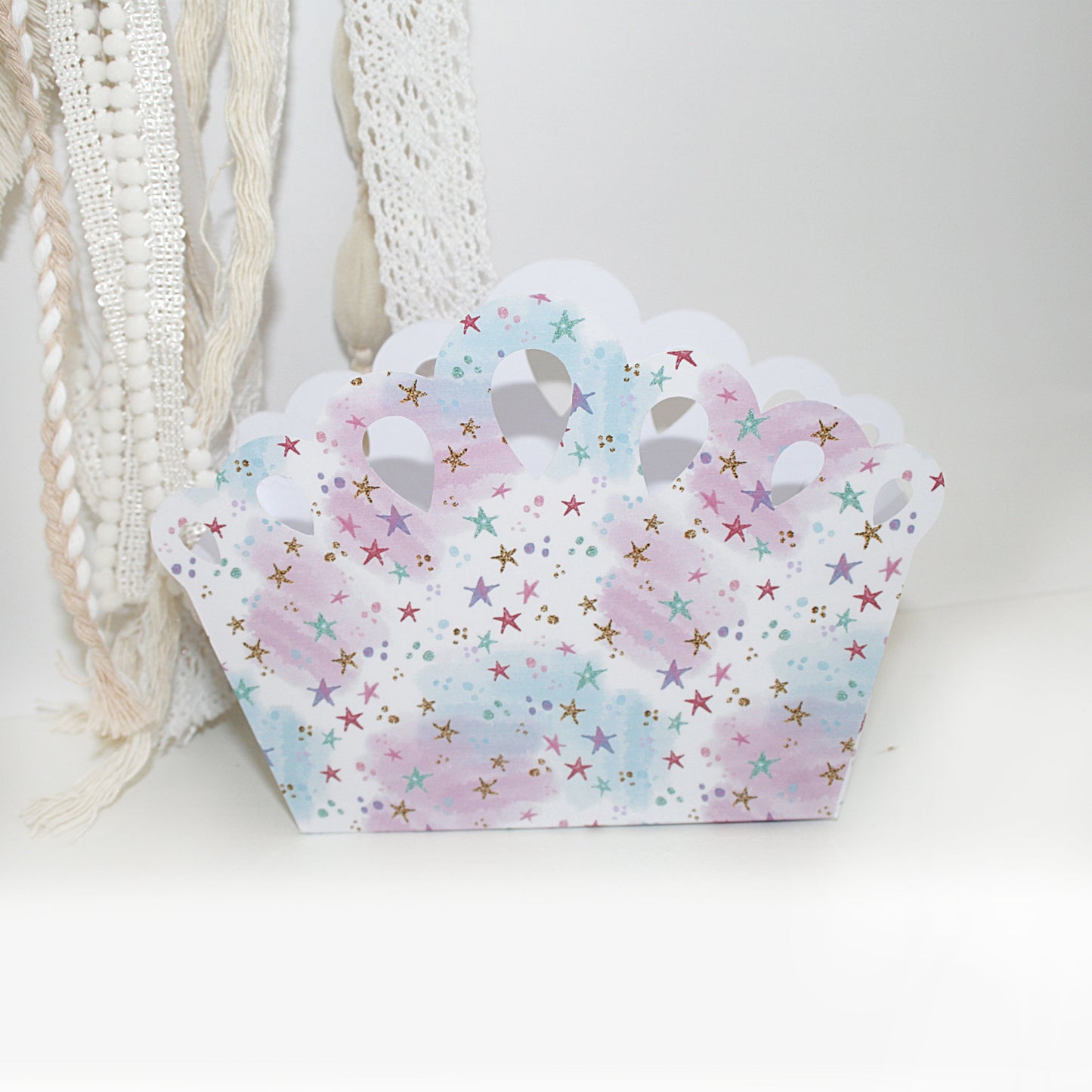 Tiara Treat Box Template Svg - Girl Party Packaging Craftie Cactus