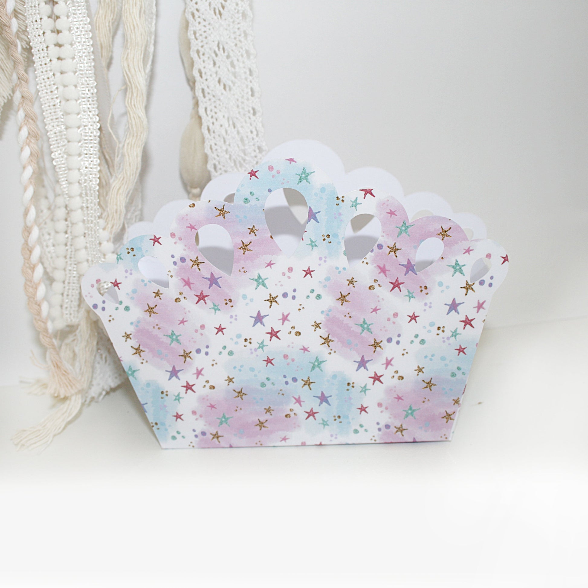 Tiara Treat Box Template Svg - Girl Party Packaging Craftie Cactus