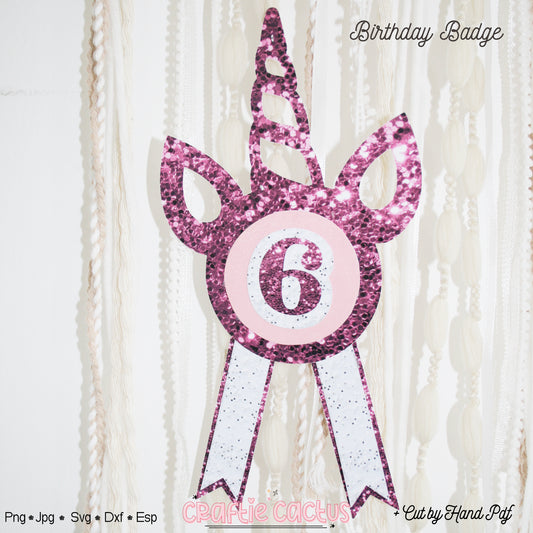 Unicorn Badge Rosette for Birthday | DIY Birthday Party Favors | Rosette Badge svg