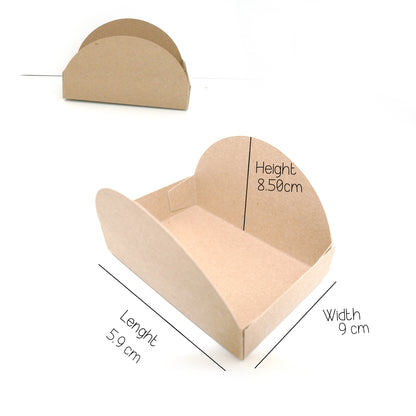 Cardboard heart-shaped box with measurements on a white background