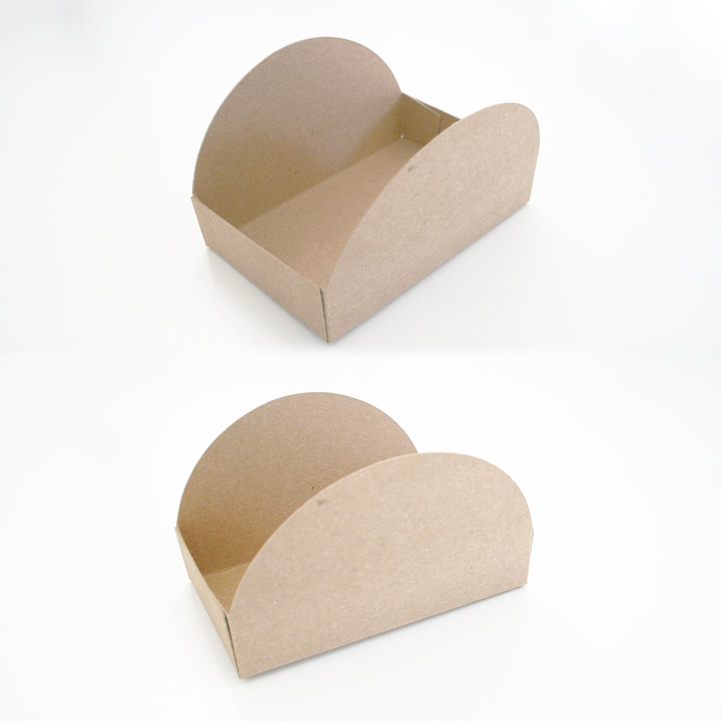 Two heart-shaped cardboard boxes on a white background