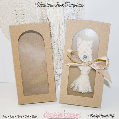 Boho Wedding Favor Box Template with window Craftie Cactus