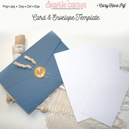 Tri Fold Wedding Envelope with pocket Cards & Envelope Template SVG n.2 Craftie Cactus