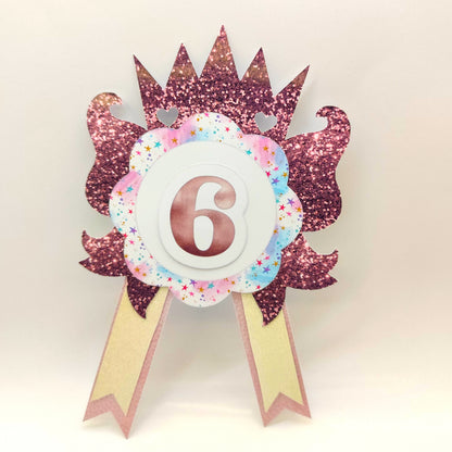Crown BirthdayCrown Badge Rosette for Birthday | DIY Birthday Party Favors | Girl Rosette Badge svgBadge Rosette ,Cutout Rosette, Birthday Badge SVG, Birthday Rosette Template ,DIY Birthday
