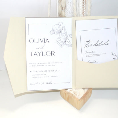 Tri Fold Wedding Envelope with pocket Cards & Envelope Template SVG n.1 Craftie Cactus
