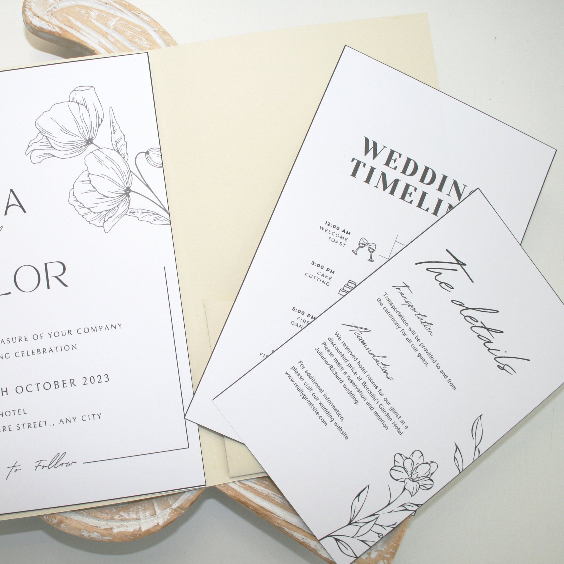 Tri Fold Wedding Envelope with pocket Cards & Envelope Template SVG n.1 Craftie Cactus